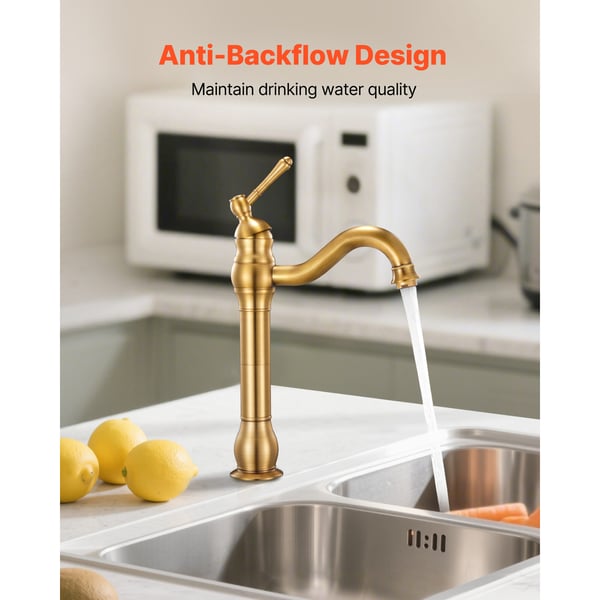 Vaskarmatur, enkeltgreb i massiv messing, 39,5x22x6,2 cm, guld