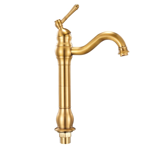 Vaskarmatur, enkeltgreb i massiv messing, 39,5x22x6,2 cm, guld