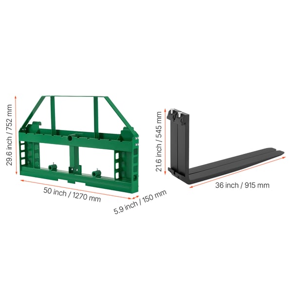 Palleløftegaffel-tilbehør, 915 mm gafler, 127x15x75,2 cm, stål