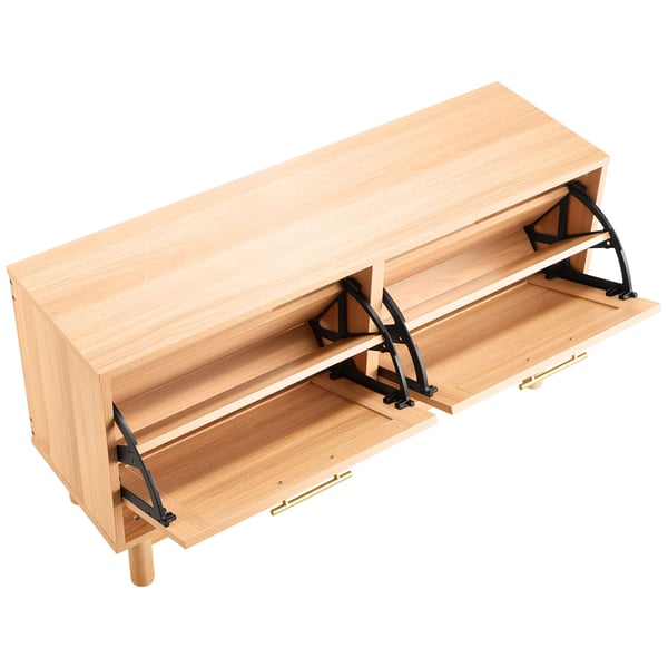 Skobænk, 100x30x53 cm, Natur, Rattan, Opbevaring