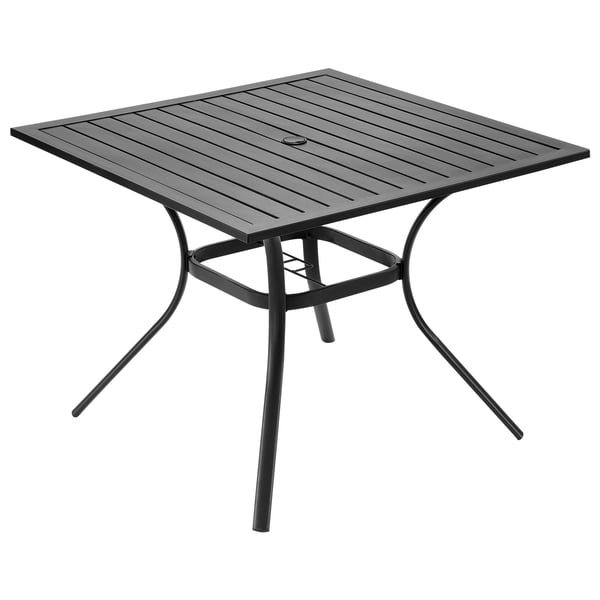 Udendørs spisebord, 94x94x73,5 cm, sort, metalstål