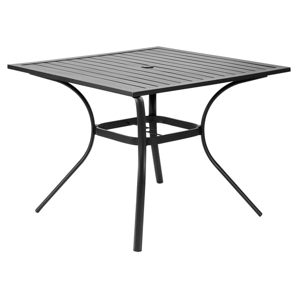 Udendørs spisebord, 94x94x73,5 cm, sort, metalstål