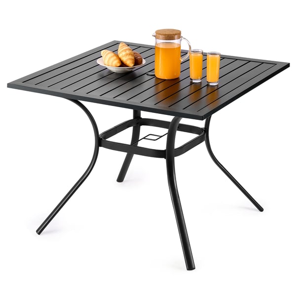 Udendørs spisebord, 94x94x73,5 cm, sort, metalstål