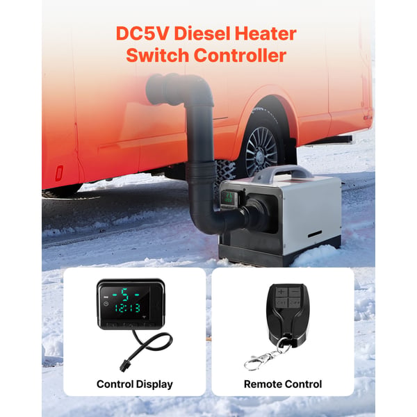 Diesel luftvarmer controller, 81x63x18 mm, LCD display, fjernbetjening