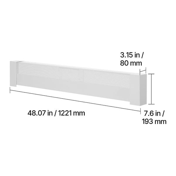 Jalkalistan lämmitinkotelo 1211 mm teräs valkoinen