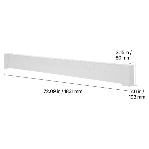 Jalkalistan lämmitinkotelo 1831x80x193 mm valkoinen teräs
