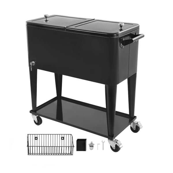 Rullande isbox, 91,5x46,5x88 cm, Svart, Portabel kylare