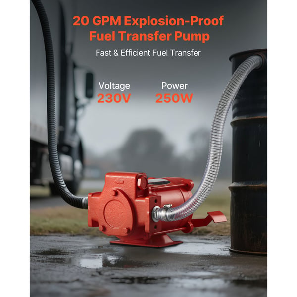 Polttoaineensiirtopumppu 230V, 76 L/min, valurauta, öljynsiirto, suuren virtauksen sarja