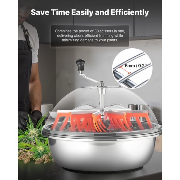 Bud Leaf Bowl Trimmer, 60x60x53,5 cm, ruostumaton teräs, manuaalinen leikkauskone