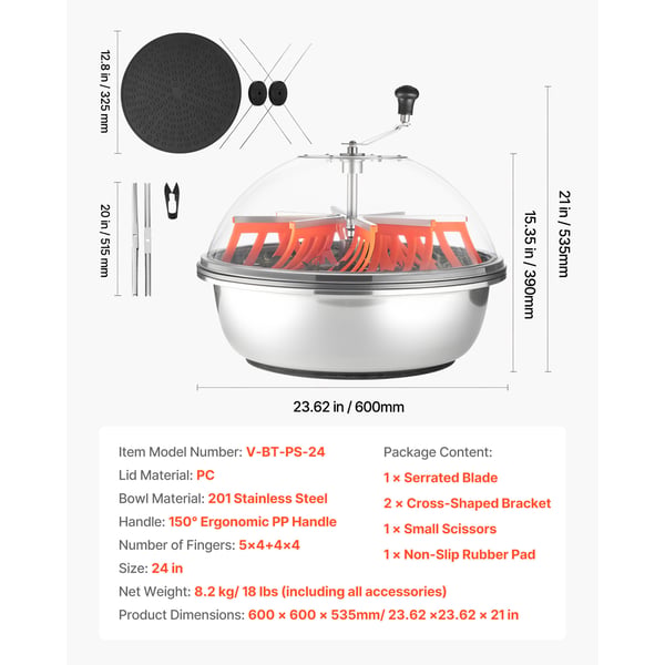 Bud Leaf Bowl Trimmer, 60x60x53,5 cm, ruostumaton teräs, manuaalinen leikkauskone