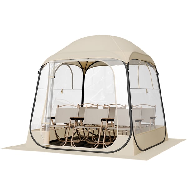 Sportstelt, Pop-up gennemsigtig bobletelt 183x183x195 cm, beige, vandtæt udendørs ly