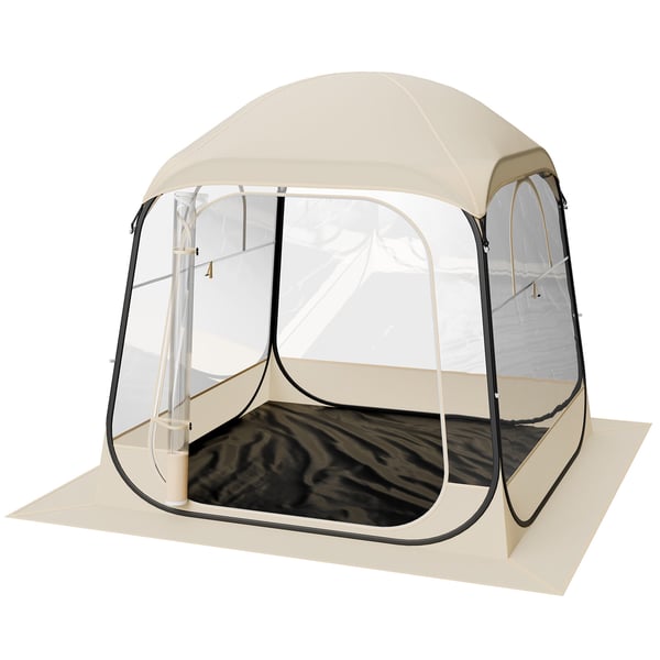 Sportstelt, Pop-up gennemsigtig bobletelt 183x183x195 cm, beige, vandtæt udendørs ly