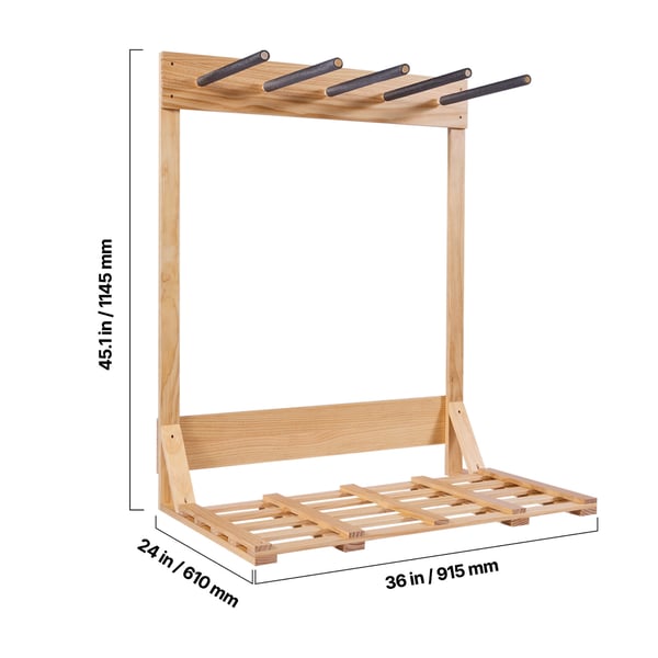 Surfbrädställ, 4-vånings vertikal ställning, 91,5x61x114,5 cm, naturträ, furu
