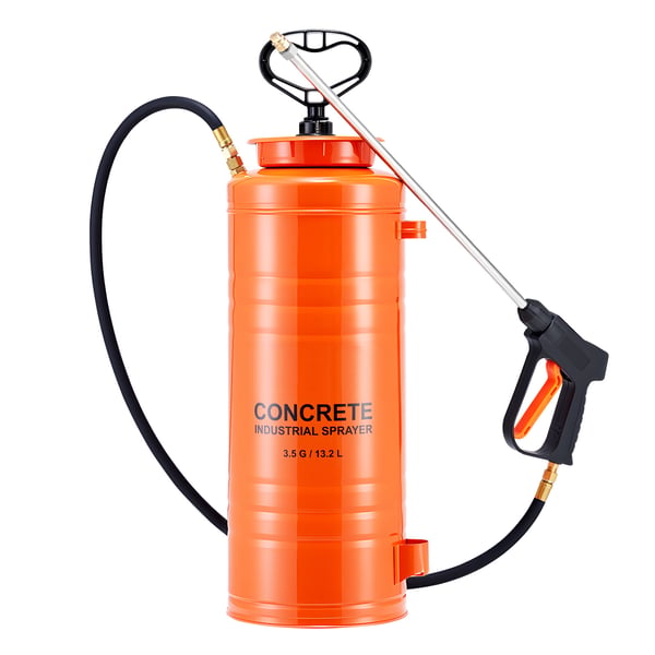 Betongspruta, 14L rostfritt stål, 24x21x68 cm, orange, extra robust