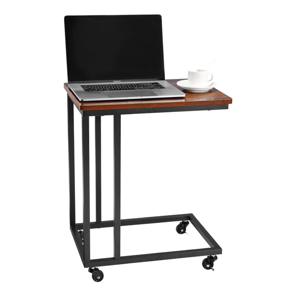 Sidobord, C-format soffbord 50x35x60,5 cm, Brun och svart, Metallram