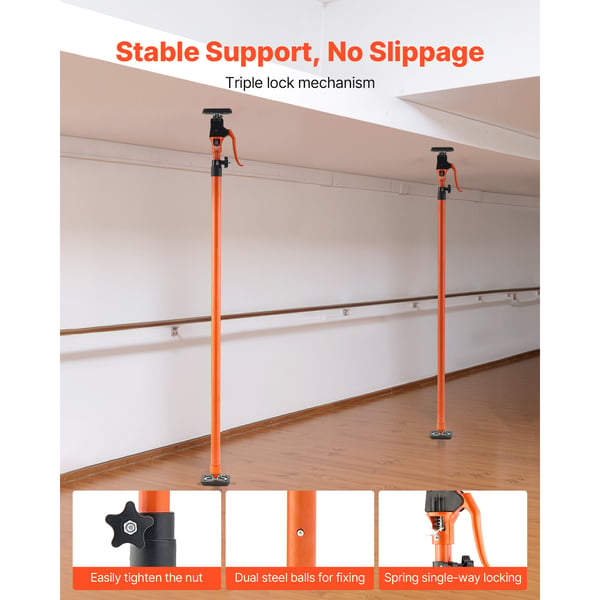 Støttestang, teleskopisk justerbar 125x291 cm stål, 4-pak