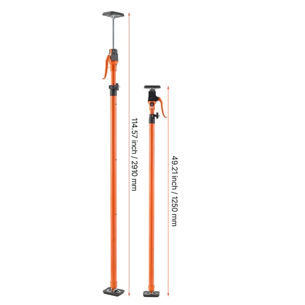 Støttestang, teleskopisk justerbar 125x291 cm stål, 4-pak