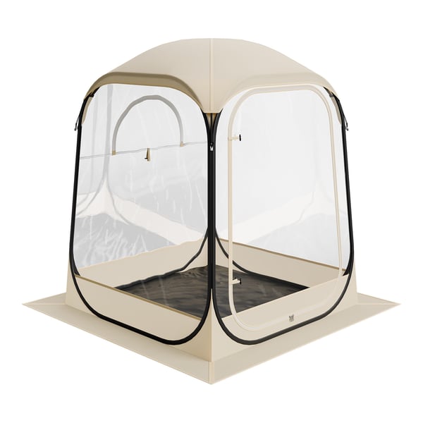 Urheiluteltta, 1.27x1.27x1.7 m, beige, vedenpitävä ulkosuoja
