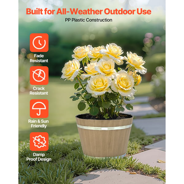 Blomkrukor, 4-pack Whiskey Barrel Planter 30x21 cm, Brun, Plast