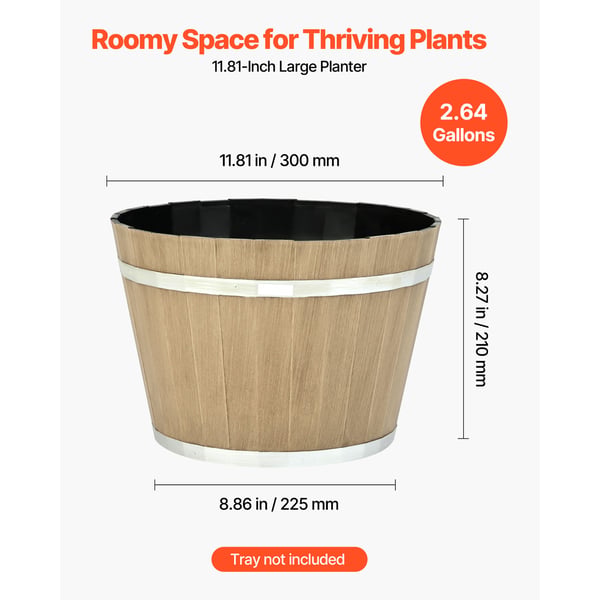 Blomkrukor, 4-pack Whiskey Barrel Planter 30x21 cm, Brun, Plast