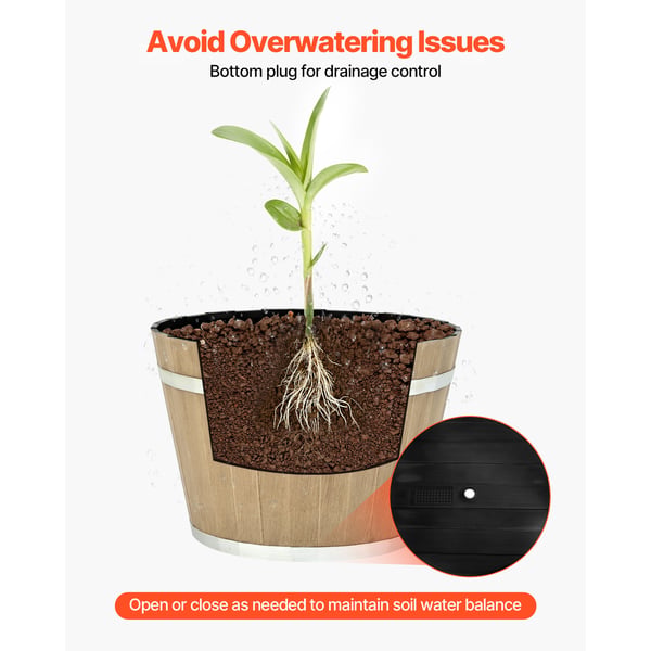 Blomkrukor, 4-pack Whiskey Barrel Planter 30x21 cm, Brun, Plast