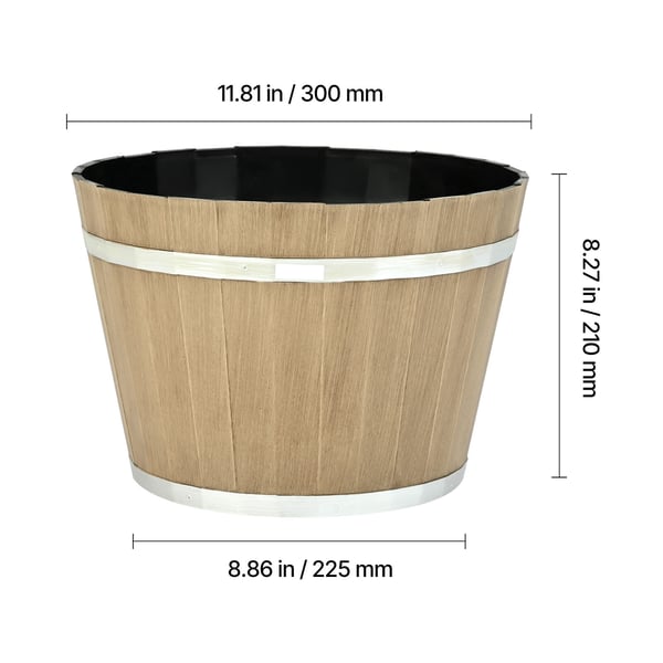 Blomkrukor, 4-pack Whiskey Barrel Planter 30x21 cm, Brun, Plast