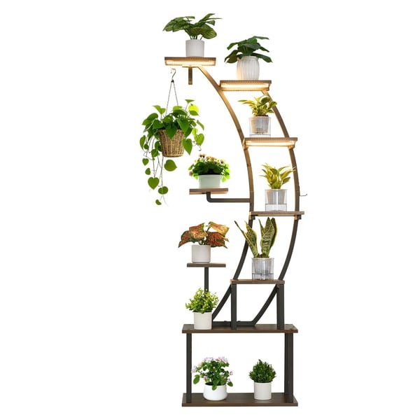 Planteopsats, 62x28x160 cm, Sort, Metal, Indendørs med vækstlys