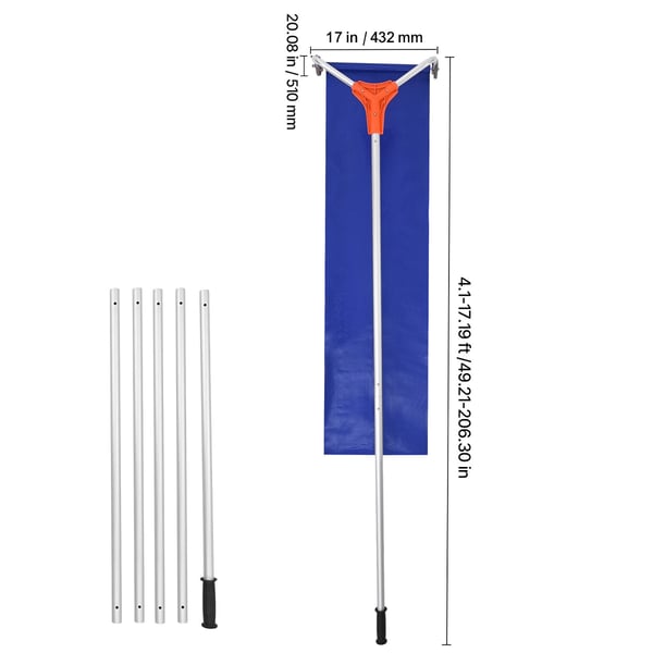 Snerydningsskovl, 125-524 cm x 51 cm x 27 cm, Sølv, Aluminium