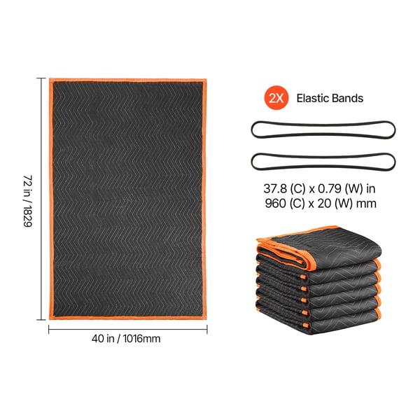 Flyttetæppe, 182,9x101,6 cm, Sort, Bomuldsfyld, Kraftig