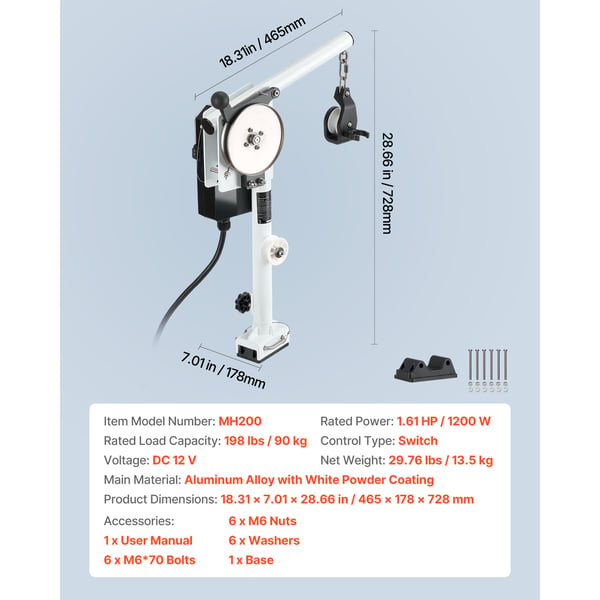 Line Hauler Pot Puller 46,5x17,8x72,8 cm Korrosionsbeständig Aluminium