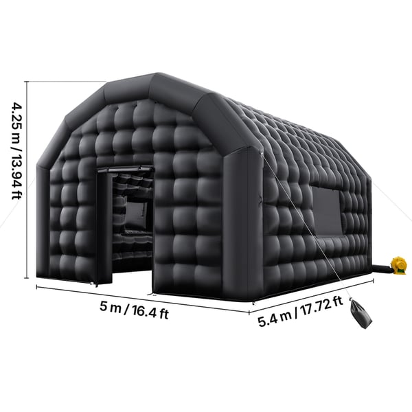Oppustelig natklub 5,4x5x4,2 m sort, festtelt