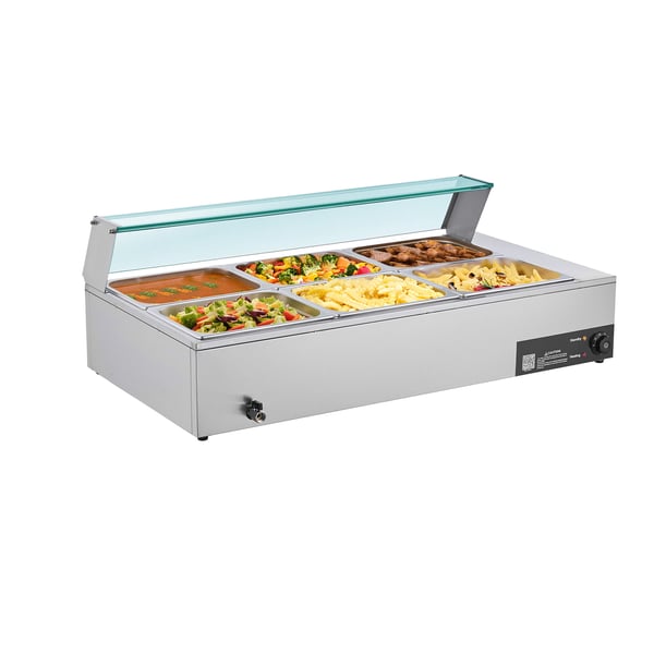 Ruokalämmitin, sähköinen ruostumattomasta teräksestä valmistettu höyrybuffet Bain Marie, 110x57x38,5 cm