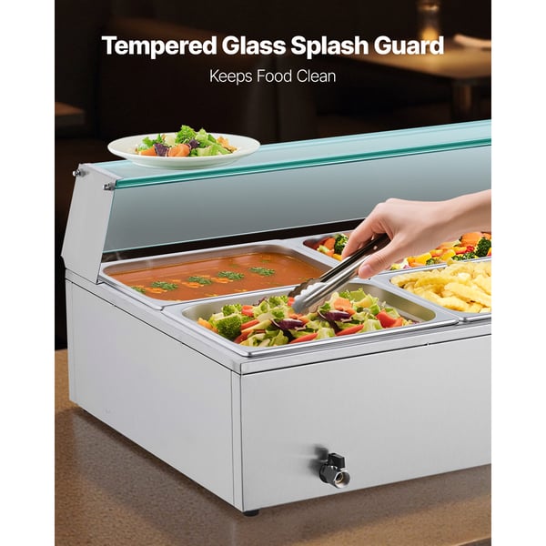 Ruokalämmitin, sähköinen ruostumattomasta teräksestä valmistettu höyrybuffet Bain Marie, 110x57x38,5 cm