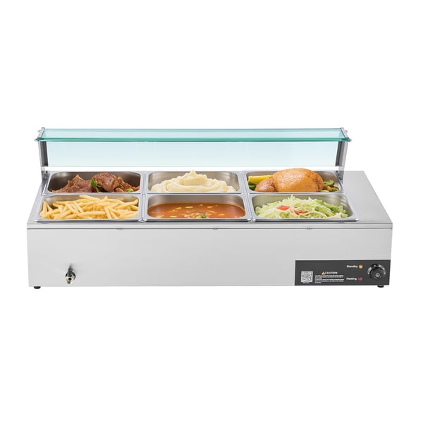 Ruokalämmitin, sähköinen ruostumattomasta teräksestä valmistettu höyrybuffet Bain Marie, 110x57x38,5 cm