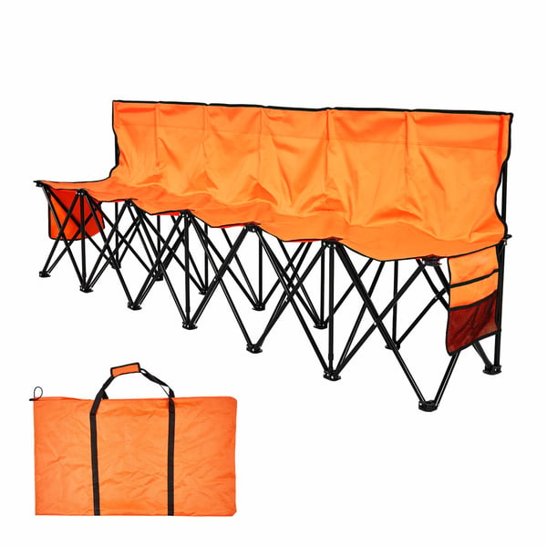 Taitettava penkki, 240x45x82 cm, oranssi, 6 istuttava kannettava istuin