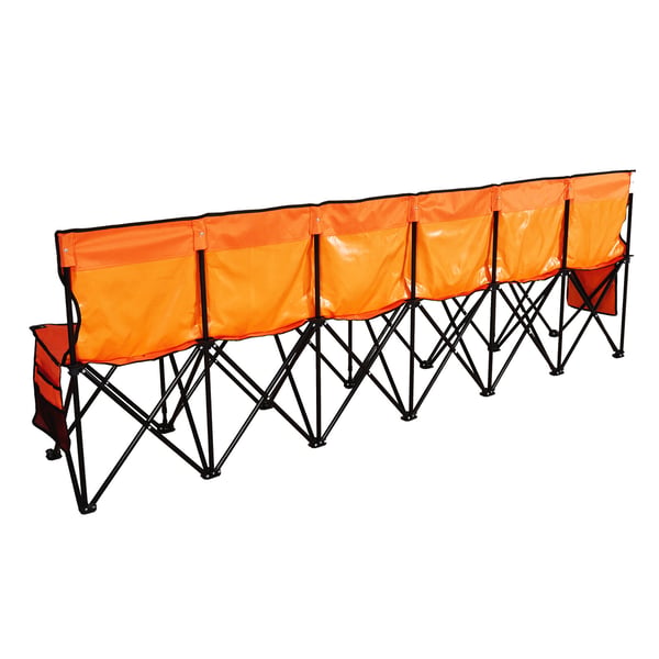 Taitettava penkki, 240x45x82 cm, oranssi, 6 istuttava kannettava istuin