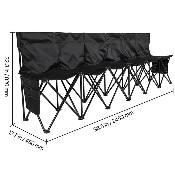 Fällbar bänk, 245x45x82 cm, Svart, Förvaring