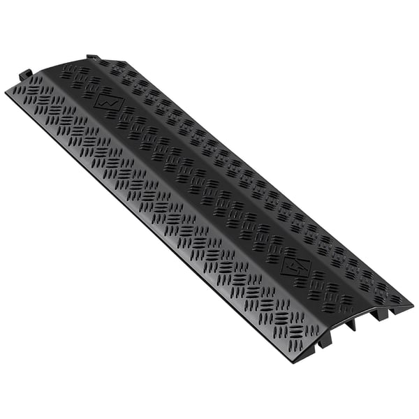 Kabelafdækning, Kraftig kabelbeskytter til gennemgang, 51x28 mm, Sort, PP-materiale