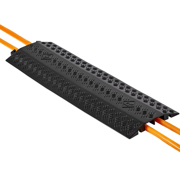 Kabelafdækning, Kraftig kabelbeskytter til gennemgang, 51x28 mm, Sort, PP-materiale