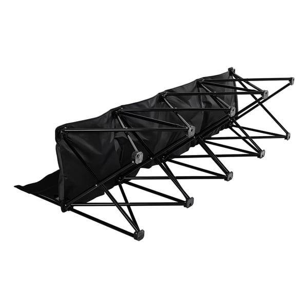Fällbar bänk, 4-sits portabel med ryggstöd och sidofickor, 161x45x82 cm, svart