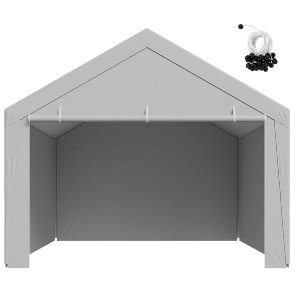 Carport ersättningskapell 6,09x3,65x3,05 m grå, vattentät, extra kraftig