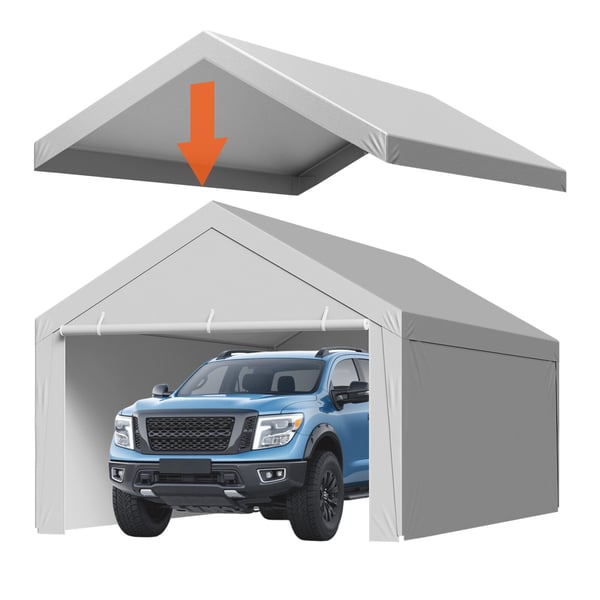 Carport ersättningskapell 6,09x3,65x3,05 m grå, vattentät, extra kraftig
