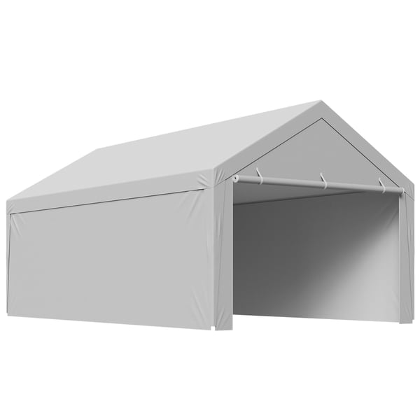 Carport ersättningskapell 6,09x3,65x3,05 m grå, vattentät, extra kraftig