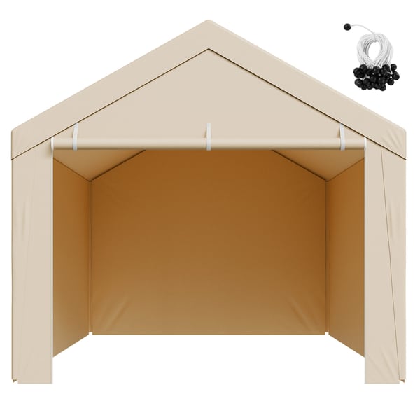 Carport ersättningskapell 6,09x3,05x2,87 m beige, vattentät, PE-material