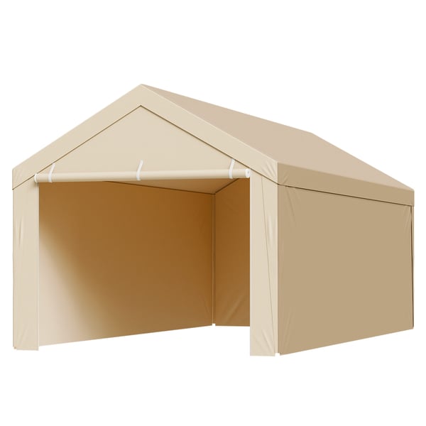 Carport ersättningskapell 6,09x3,05x2,87 m beige, vattentät, PE-material