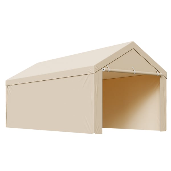 Carport ersättningskapell 6,09x3,05x2,87 m beige, vattentät, PE-material