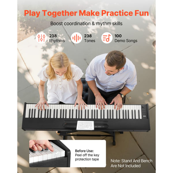 Digitaalinen piano, 88 täysin painotettua kosketinta, musta, sähköinen koskettimisto