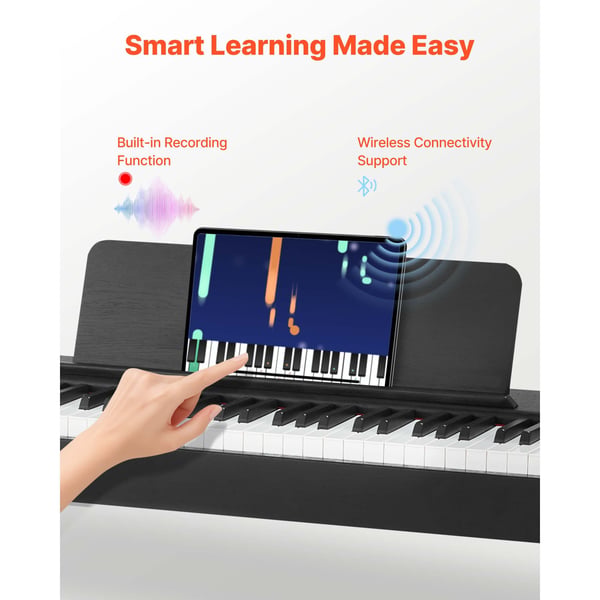 Digitalpiano, 88-tangenter fullt vägda, svart, elektriskt tangentbord