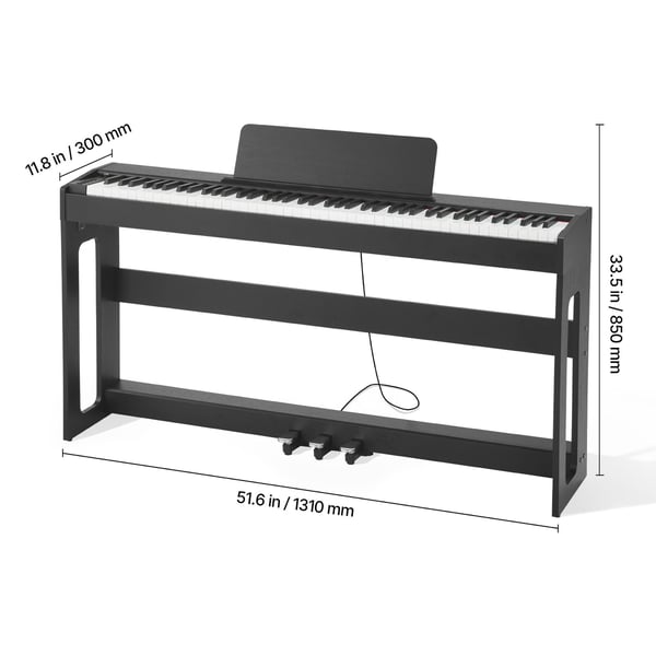 Digitalpiano, 88-tangenter fullt vägda, svart, elektriskt tangentbord
