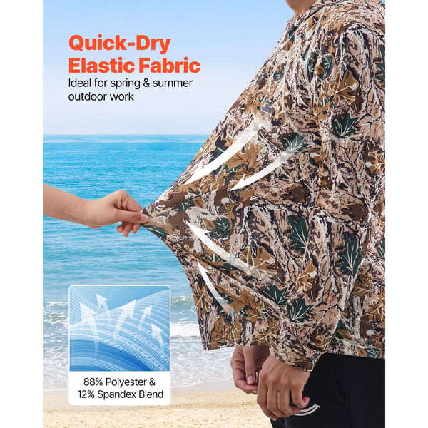 Hættetrøje, Pullover, Large, Camouflage, Fugttransporterende, Udendørs Skjorte
